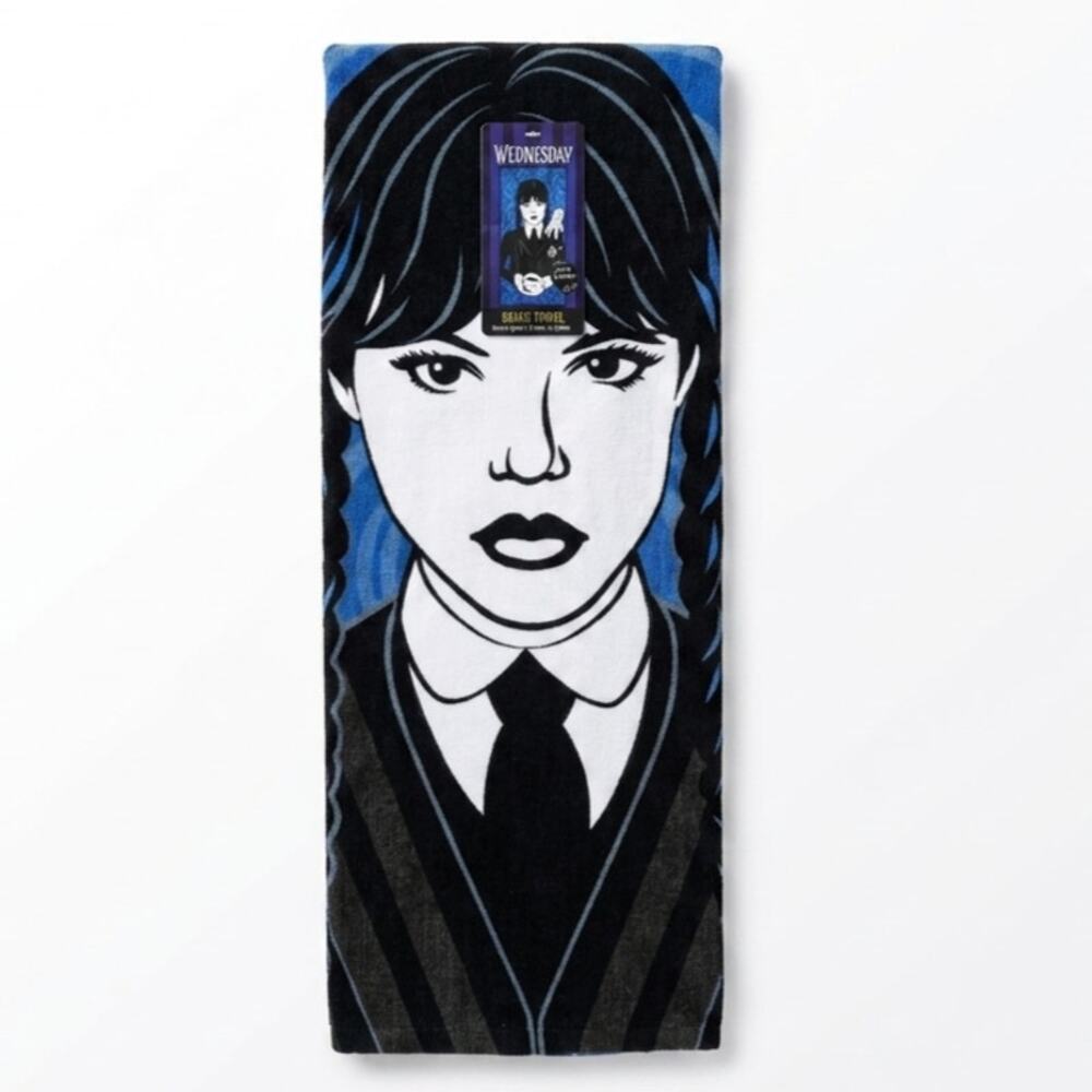Official Wednesday Addams Beach Towel 27" x 54" NWT Nevermore Academy